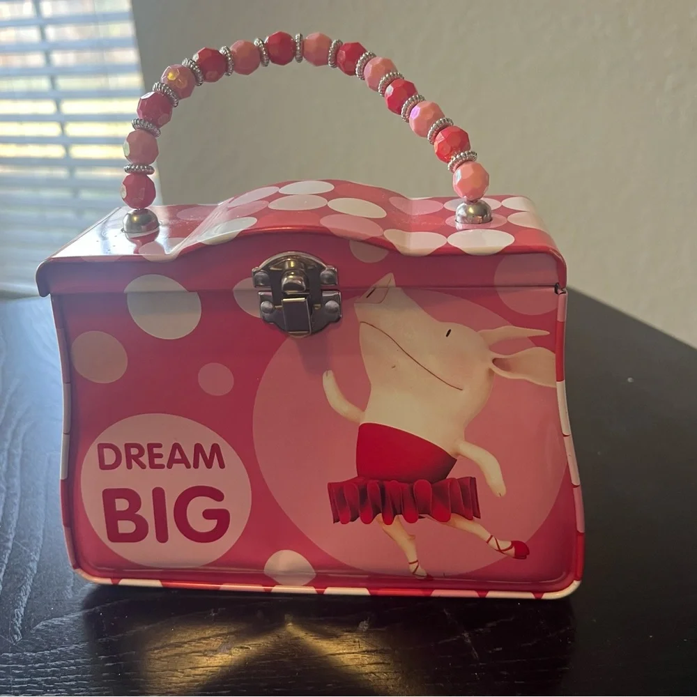 Pink 'Dream Big' Olivia Peppa Pig Style Metal Carry Case